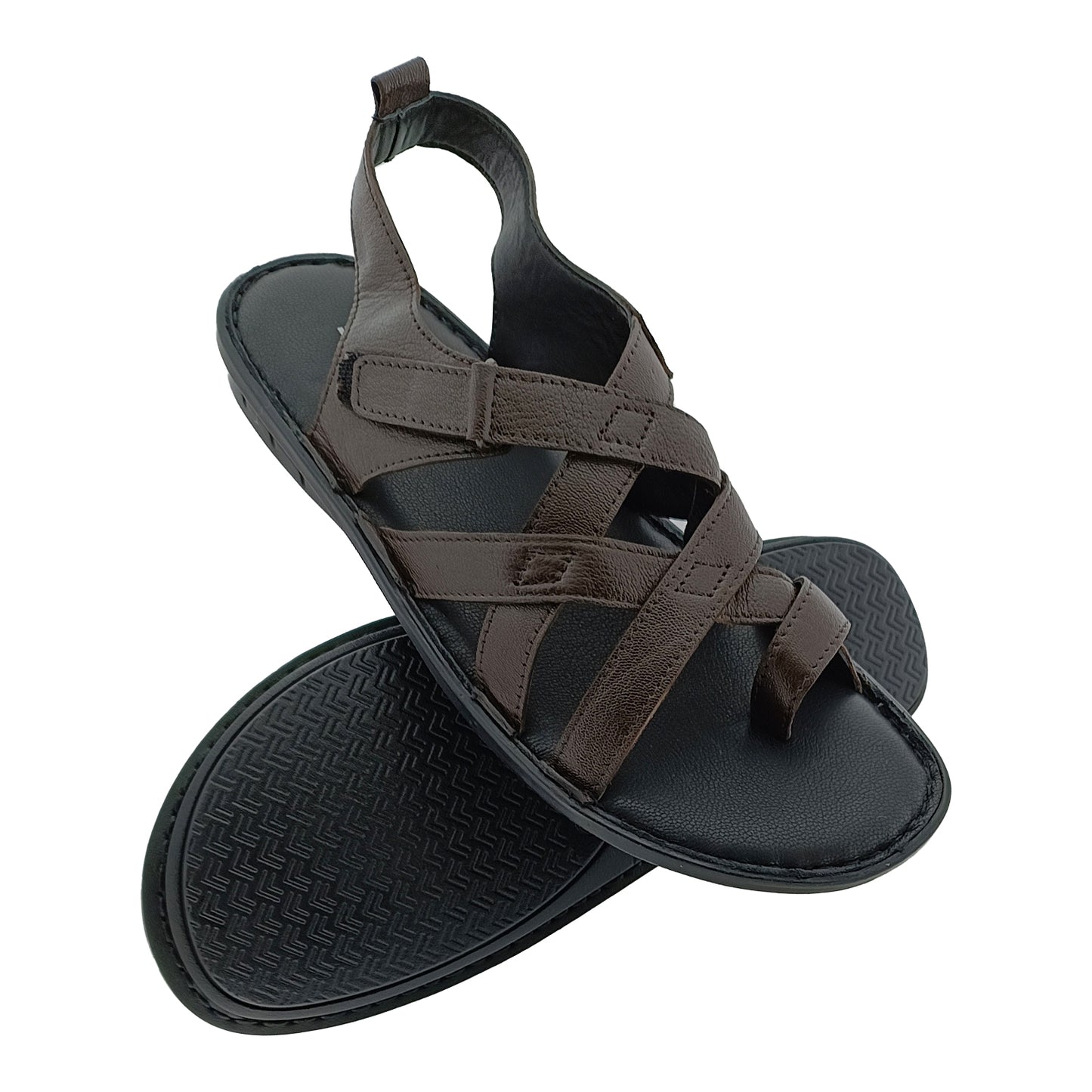 BRAVO MD-27 BROWN MENS LATHER SANDAL