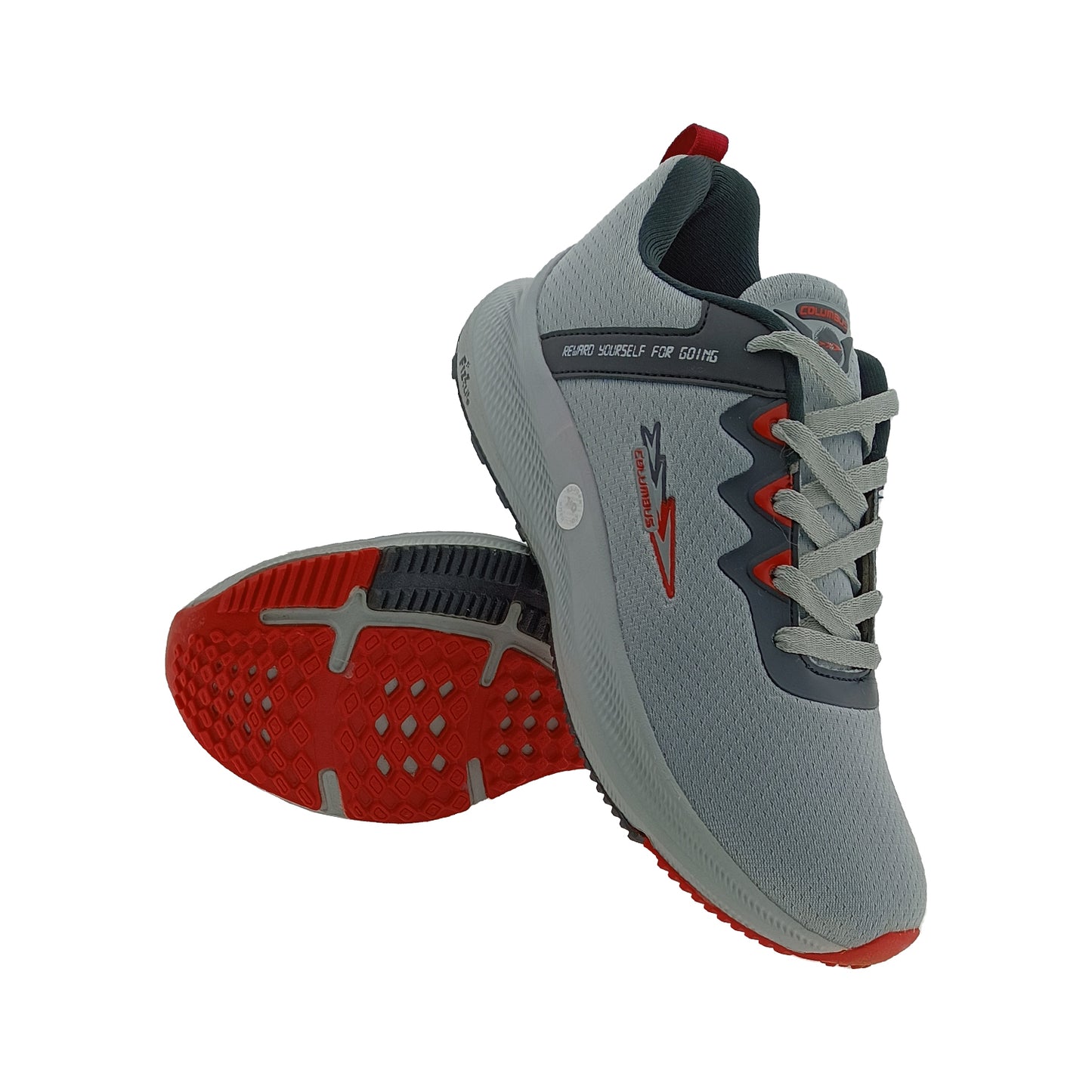 COLUMBUS NEWMAN L.GREY/RED MENS LACEUP SPORTS SHOE