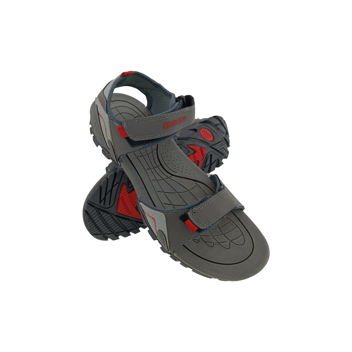 AISAN PRESTIGE-52 D.GREY/RED MENS SPORTS SANDAL