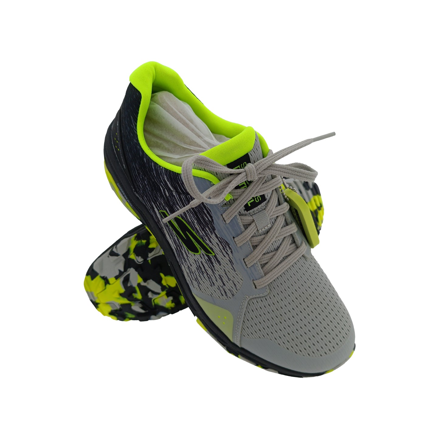 SKECHERS 220915 GREY/LIME MENS LACEUP SPORTS SHOE