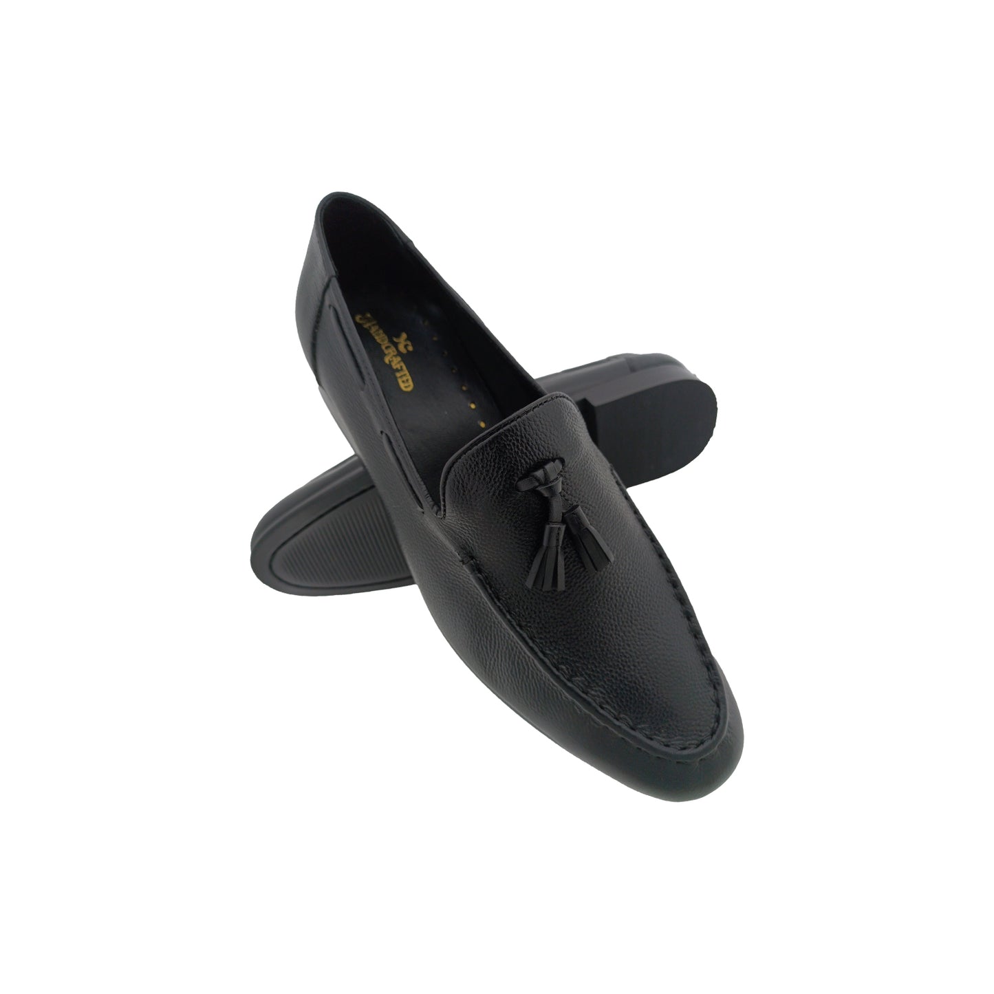 HANDCRAFTED HS154 BLACK MENS POINT LOAFER