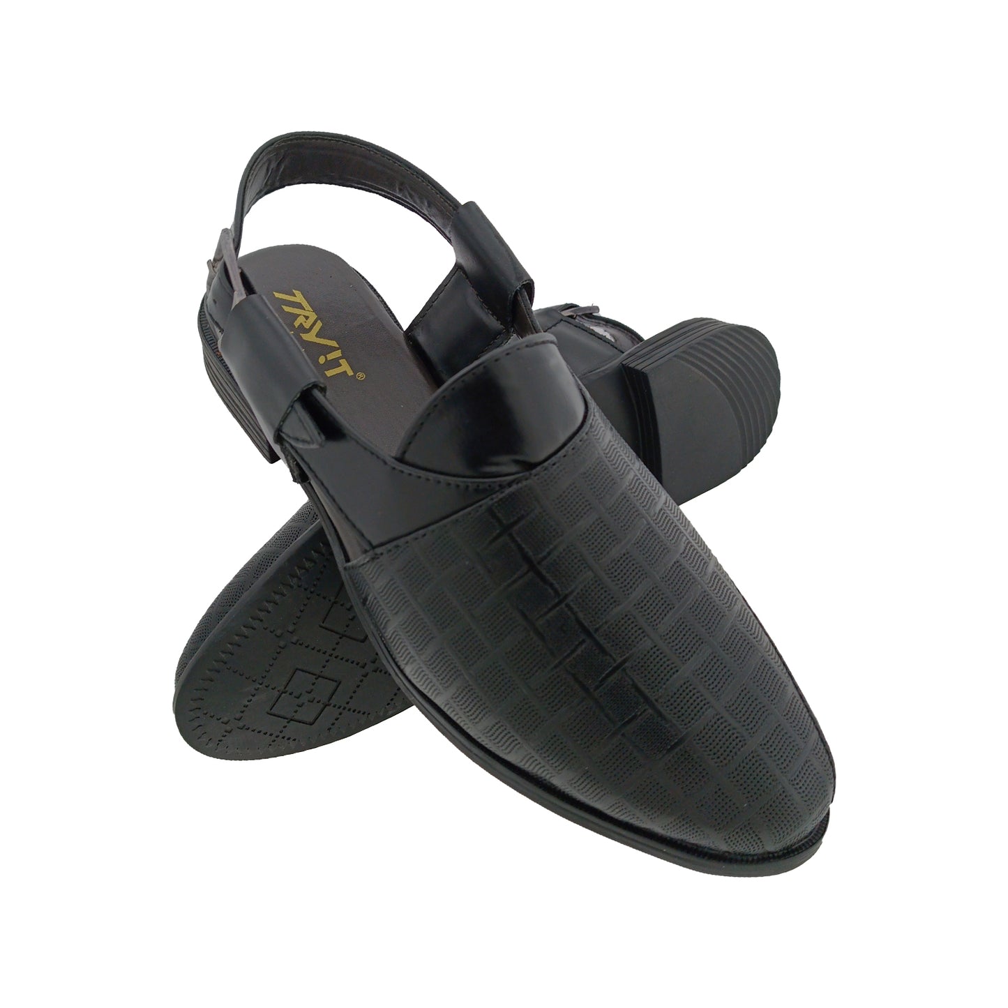 TRYIT 5027 BLACK MENS TRADITIONAL SANDAL