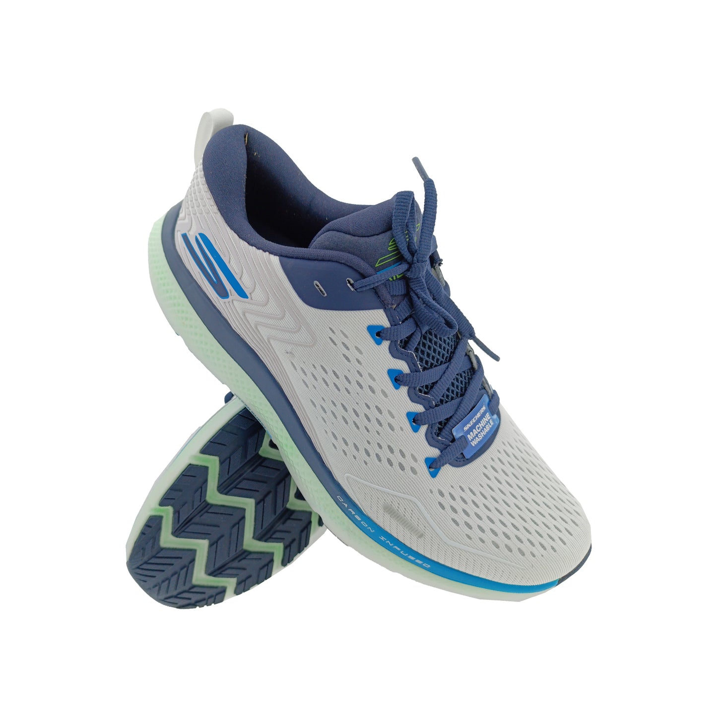 SKECHERS 246079 WHITE/BLUE MENS LACEUP SPORTS SHOE