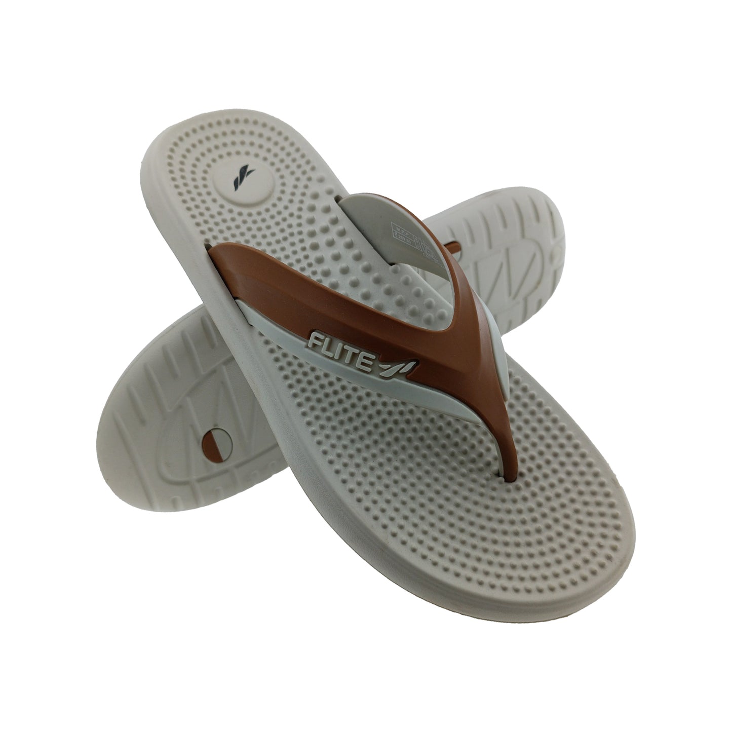 FLITE FL458 WHITE/BROWN MENS V-BELT SLIPPER