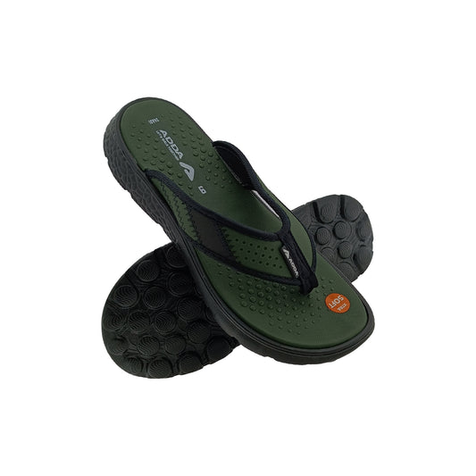 ADDA ICLOUD-3 OLIVE/BLACK MENS V-BELT SLIPPES