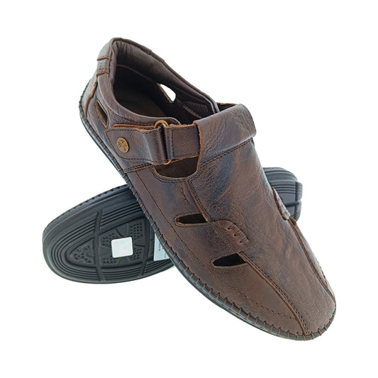 BUCKAROO MAGNO BROWN MEN'S LETHER PACK SANDAL