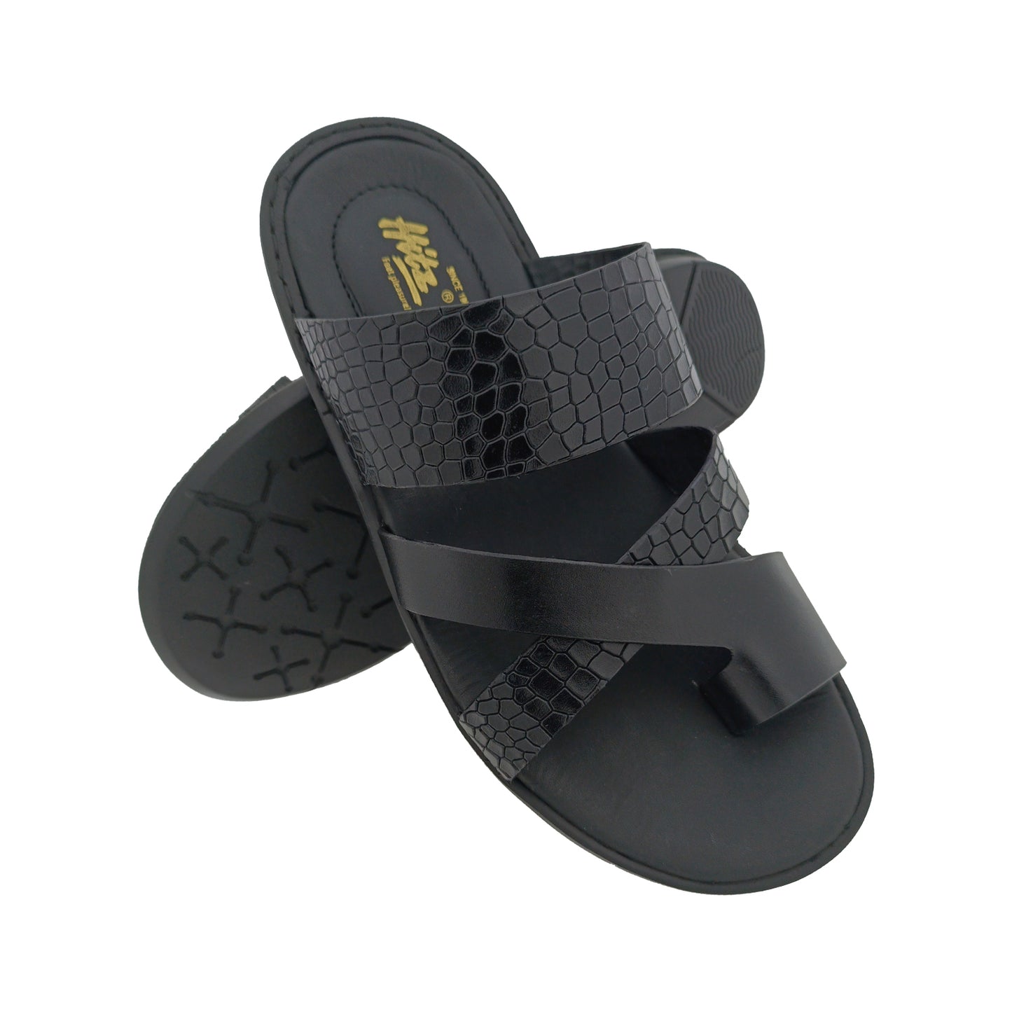 HITZ 1024 BLACK MENS LEATHER CHAPPAL