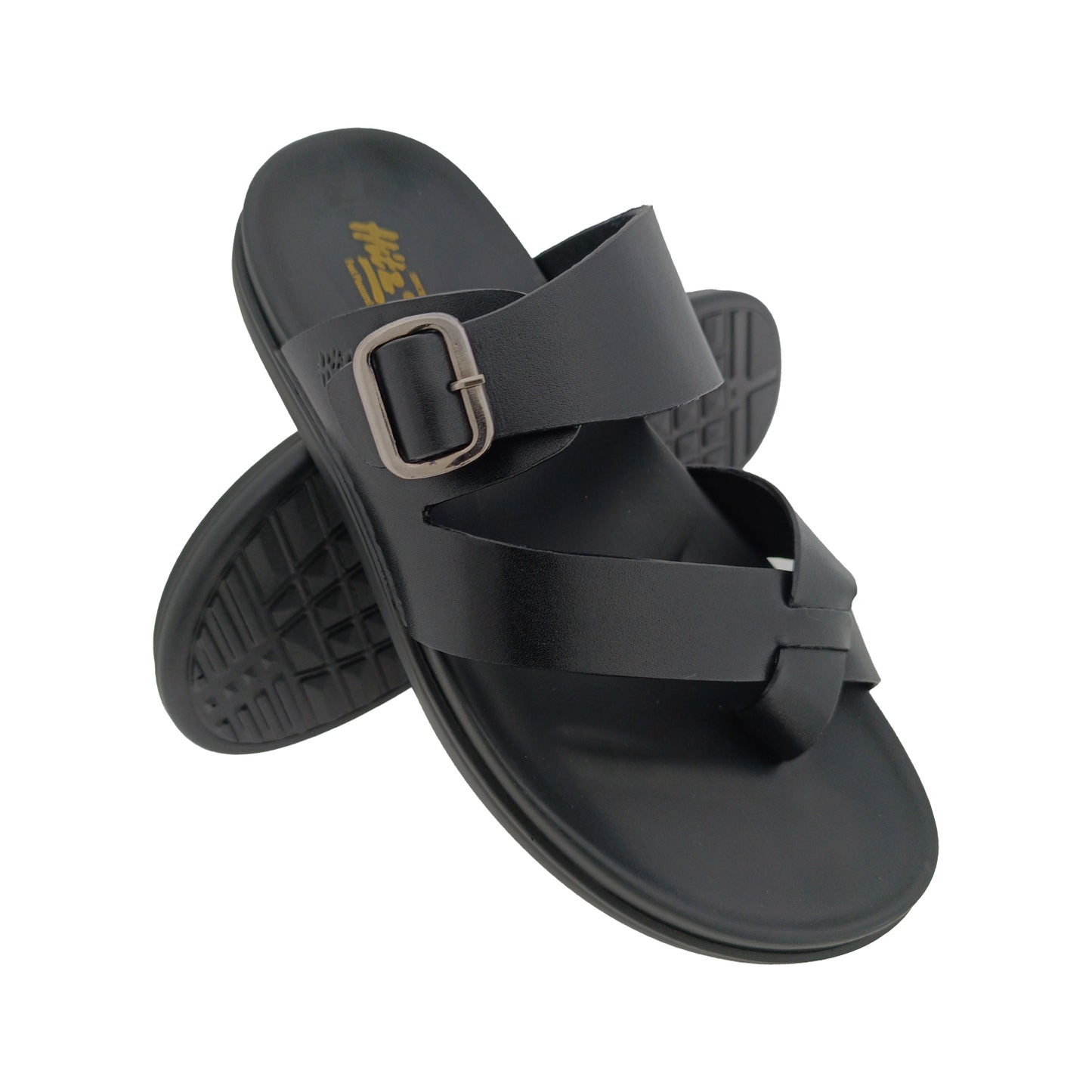 HITZ 6758 BLACK MENS LEATHER CHAPPAL