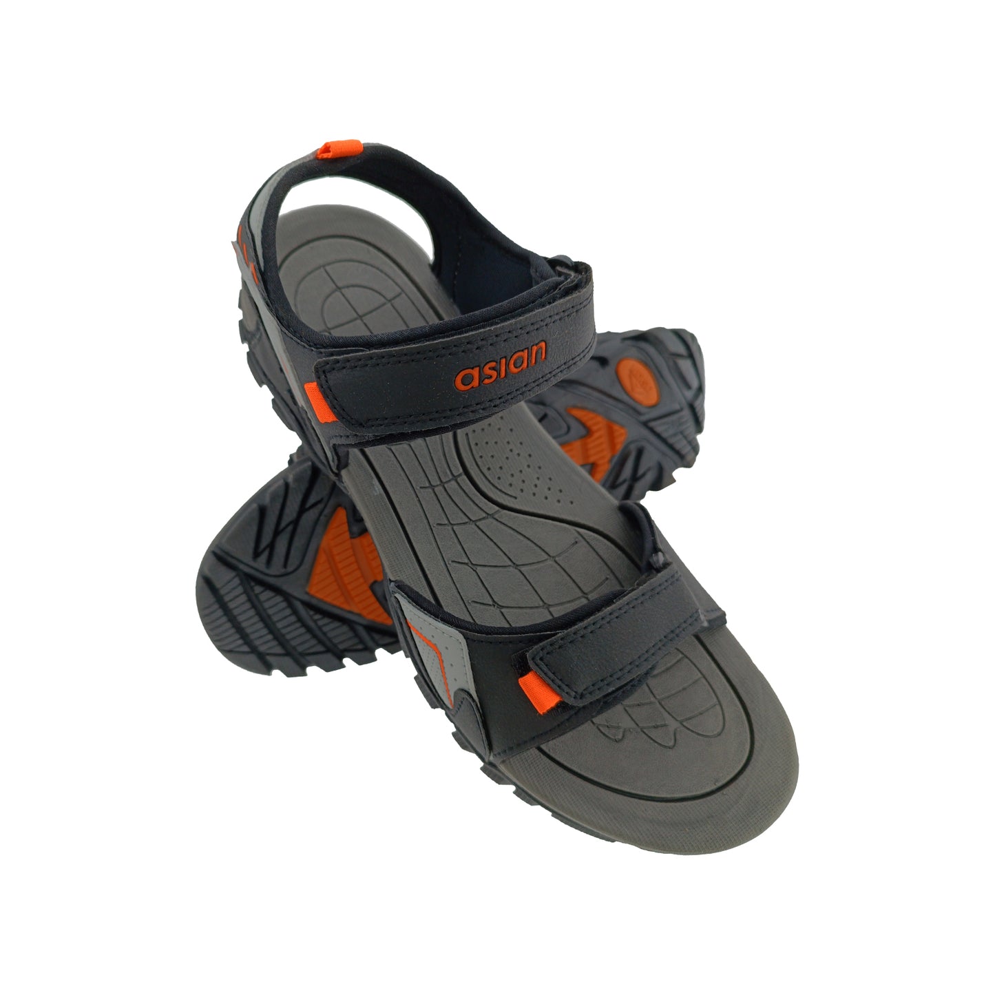 ASIAN PRESTIGE-52 BLACK/ORANGE MENS SPORTS SANDAL
