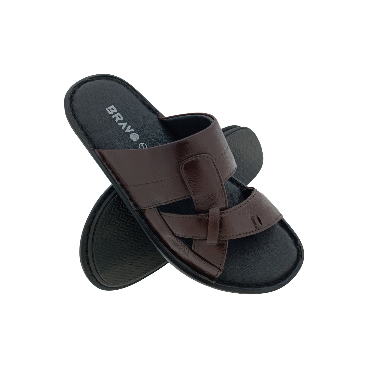 BRAVO MD-02 BROWN MENS LEATHER CHAPPAL