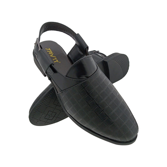 TRYIT 5027 BLACK MENS TRADITIONAL SANDAL